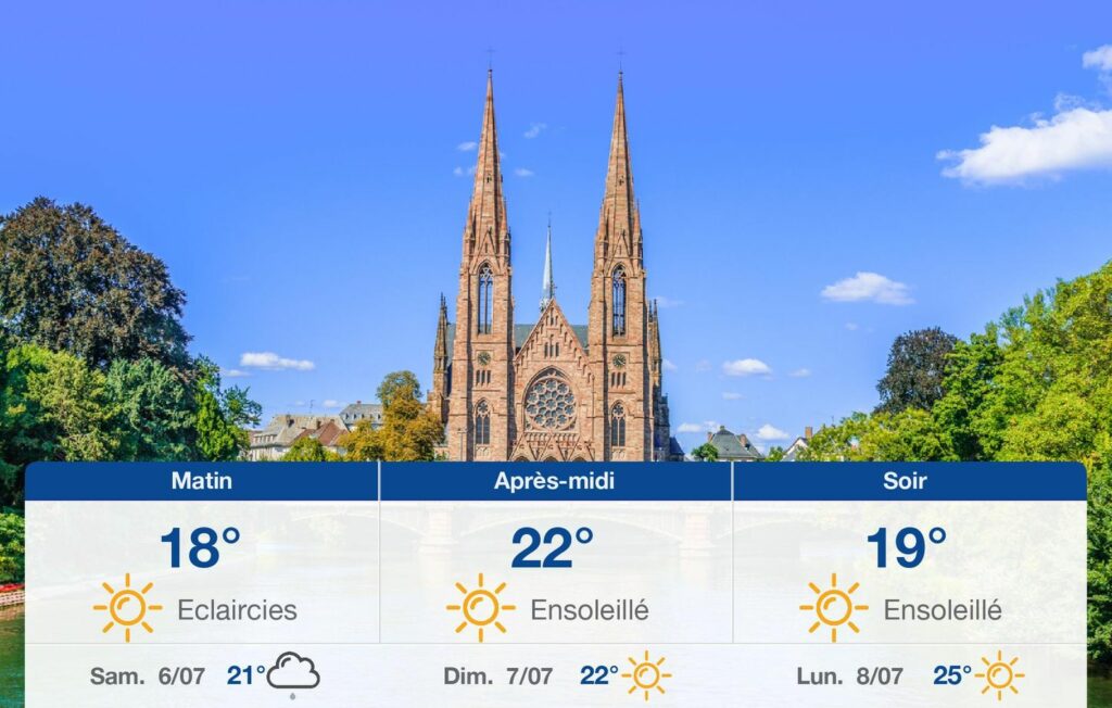Météo Strasbourg: prévisions du vendredi 5 juillet 2024 Météo Strasbourg: prévisions du vendredi 5 juillet 2024