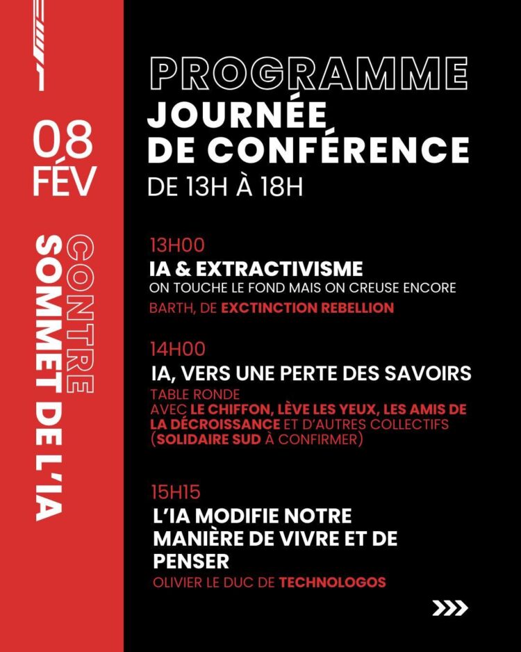 Le « contre-sommet de l’IA » à Paris dénonce la « collusion » de la politique et du monde de la tech – Ouest-France Le « contre-sommet de l’IA » à Paris dénonce la « collusion » de la politique et du monde de la tech – Ouest-France